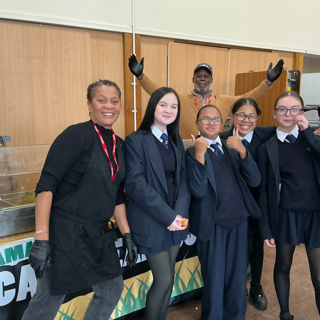 As part of our Black History Month celebrations, today we had an authentic Caribbean dining experience in school for students and staff to enjoy the delights of jerk chicken, curry goat, rice and peas and plantain! It was a thumbs up from all!
