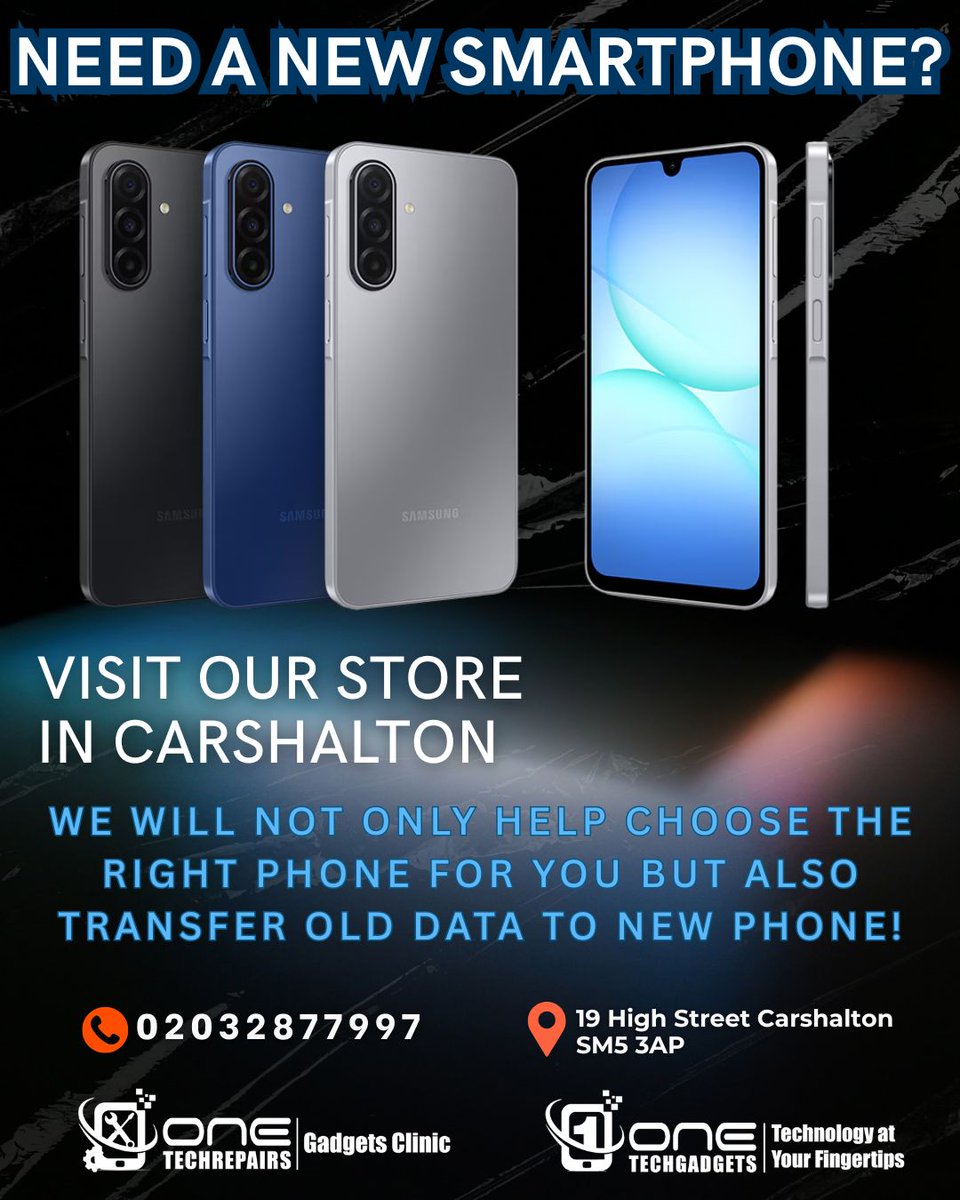 OneTech_Repairs's tweet image. Look no further! Visit us at OneTech Gadgets in #Carshalton High Street, right next to Domino&apos;s Pizza. We offer a wide selection of SIM-free phones and provide data transfer services to make your switch seamless. 🛠️

#bestsmartphones #smartphonesale #datatransfer  #smartphones
