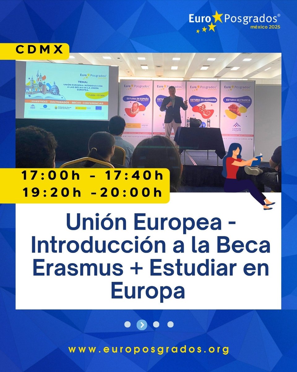 EuroPosgradosmx's tweet photo. ✨En EuroPosgrados te esperan conferencias imperdibles donde conocerás los programas que abren las puertas a posgrados internacionales de excelencia y transforma tu futuro con la Unión Europea!

Entra a https://t.co/FDmlNMAAXS y regístrate https://t.co/2FT7FhUeeV