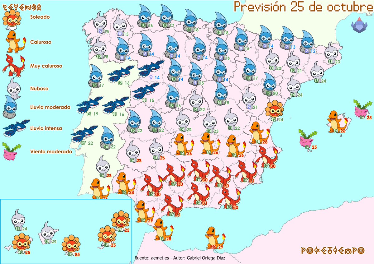 poke_tiempo's tweet photo. 🌧️Sábado lluvioso el que nos espera en la meseta norte. Las lluvias serán persistentes y alcanzarán gran parte de la mitad norte.
🔥En el tercio sur sigue siendo verano. https://t.co/flNa2UQP9o