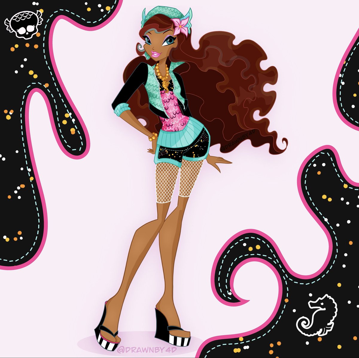 DrawnBy4D's tweet image. Winx Club Halloween: Aisha as Lagoona Blue🫧