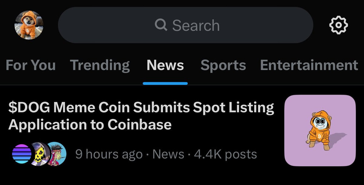 Breaking 🚨 

$dog trending on X!!!

you aren’t ready for when retail is onboarded 👀

dog go to <a href="/coinbase/">Coinbase 🛡️</a> 💙