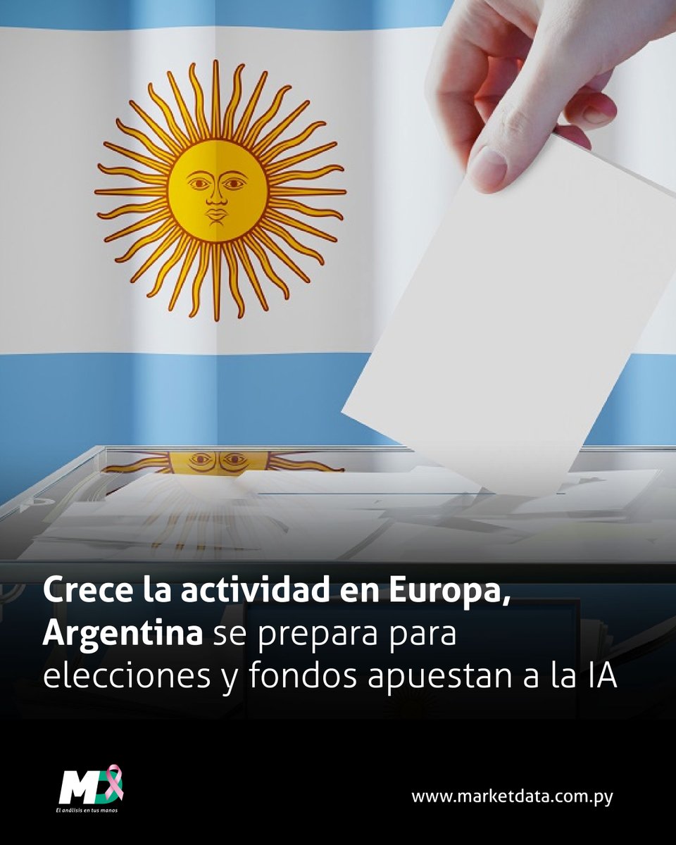 marketdata_py's tweet image. 🌍 El crecimiento de la actividad empresarial en la zona euro se acelera impulsado por una mayor demanda, mientras que Argentina se prepara para la volatilidad del mercado ante las próximas elecciones de medio término.
📍 Leé más en n9.cl/o8mun