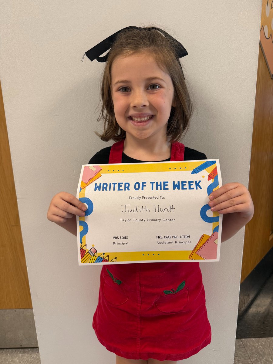 TC_Schools_KY's tweet image. Congratulations to the Writers of the Week from Taylor County Primary Center! 👏✏️❤️
Judith Hurdt -kindergarten
Nova Minor -1st grade
Stevie Yoder -kindergarten
Ella Hatfield - 2nd grade
Expect greatness from our TCPC students!
#tcpride #expectgreatness #tcpc #writersoftheweek