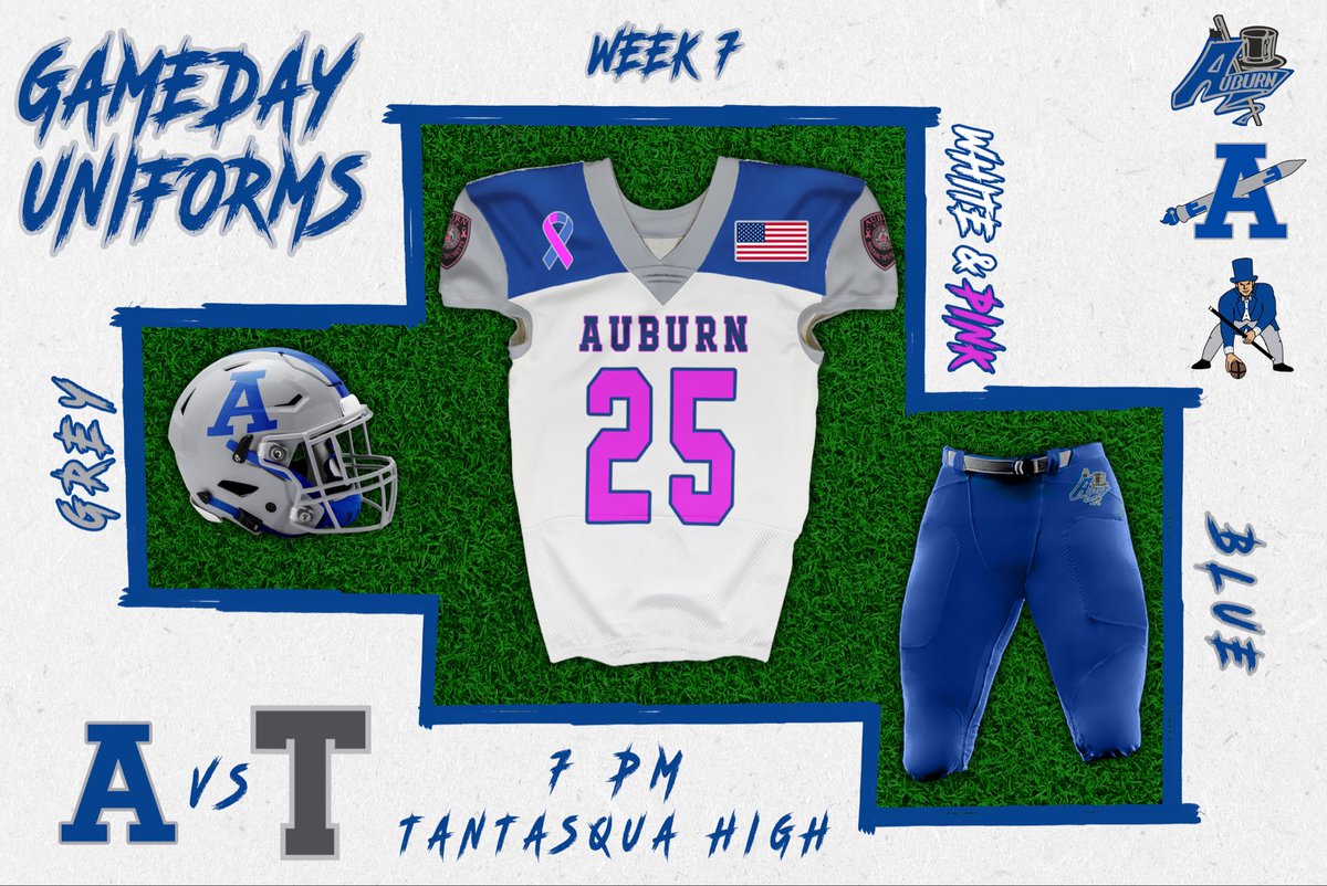 AuburnRocketsFB's tweet image. 𝑮𝑨𝑴𝑬𝑫𝑨𝒀 🚀

🆚 Tantasqua
📍Tantasqua High
🕖 7:00 PM
👔 ⚪️🎀 on 🔵

@tgsports 

#LetsGoRockets