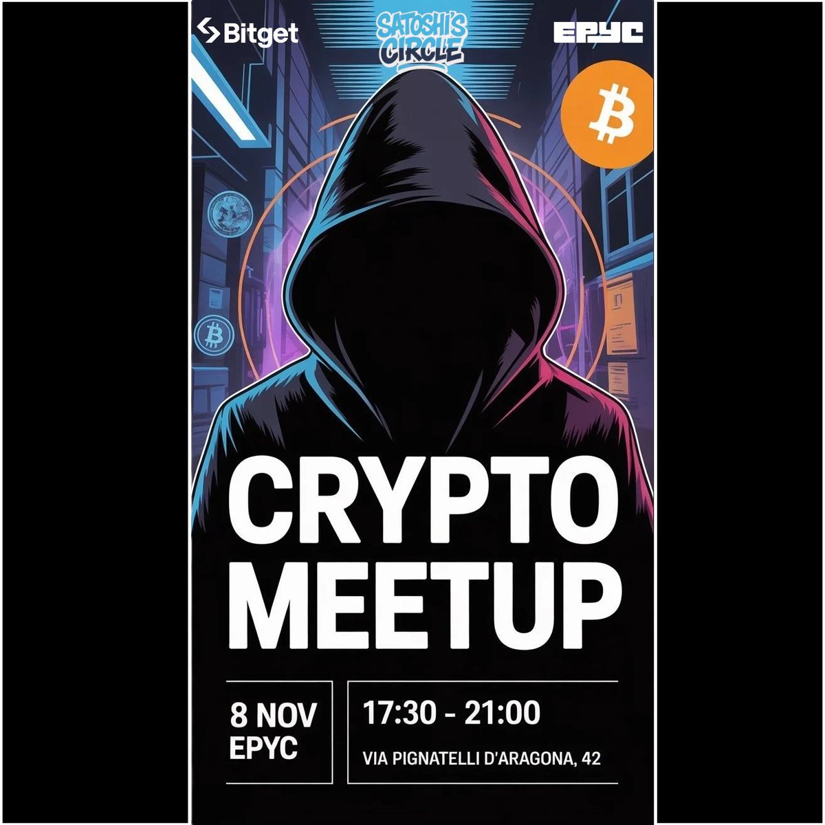 satoshiscircle's tweet photo. 🚀Crypto Meetup a Palermo🚀

Vi aspettiamo all'EPYC per parlare di criptovalute e blockchain!

Un'occasione per conoscere la community, fare networking e bere uno spritz in compagnia🍸

📍 EPYC, Via Pignatelli d'Aragona 42, Palermo

📅 8 novembre
🕔 17:30 - 21:00 https://t.co/nXFYlpV5PT