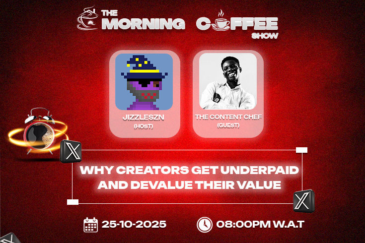 Davidsonjizzle's tweet image. ๐๏ธ If youโve been wondering why youโre getting underpaid as a creator or why your content feels undervalued  this oneโs for you!
Join us tomorrow at 8PM WAT (25th Oct) as we host @kingmessang_  whoโll be breaking down the real reasons behind creator underpayment and how toโฆ