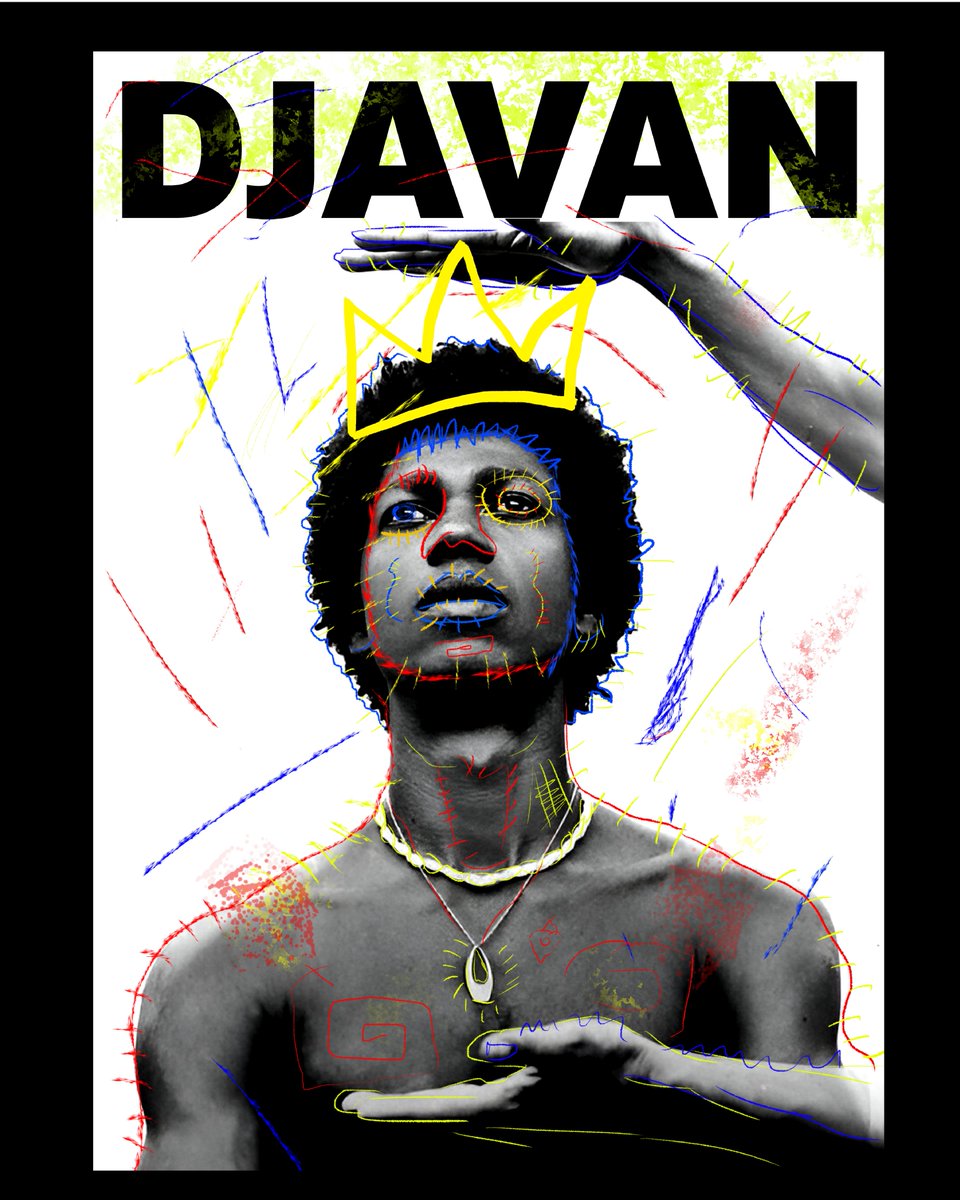 theandson's tweet image. Tenho explorado a criação de cartazes como forma de estudar direção de arte e aprimorar meu uso dos softwares. O primeiro experimento foi com uma foto do Djavan (1980), misturando cores vibrantes e traços livres inspirados em Basquiat 
#design #DesignInspiration #djavan