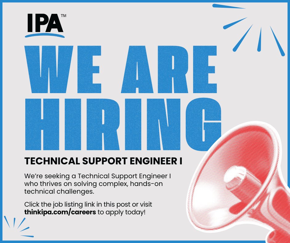 think_ipa's tweet image. We are hiring! Check out the job listing for Technical Support Engineer I in the link below.

#hiring #careers #TechnicalSupportEngineer #JoinIPA 

lnkd.in/e-PVXzUj