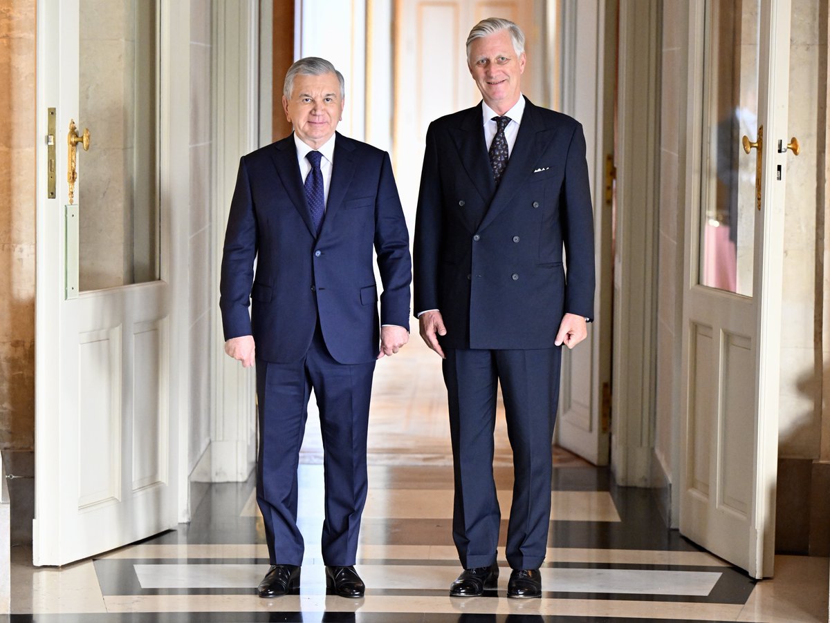 🇧🇪🇺🇿 De Koning ontvangt Zijne Excellentie Shavkat Mirziyoyev, President van de Republiek Oezbekistan, in audiëntie in het Kasteel van Laken.