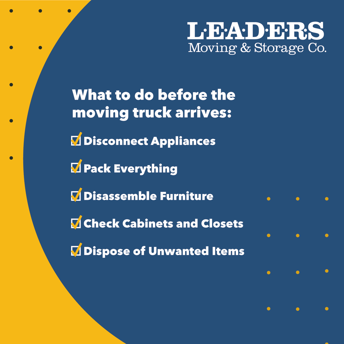 LeadersMoving's tweet image. Moving day doesn’t have to be a scramble. This checklist helps you stay one step ahead, avoid last-minute stress, and keep everything running smoothly from start to finish.​

leadersmoving.com ​

#MovingDay #LeadersDifference  #FallMove
#MovingExperts