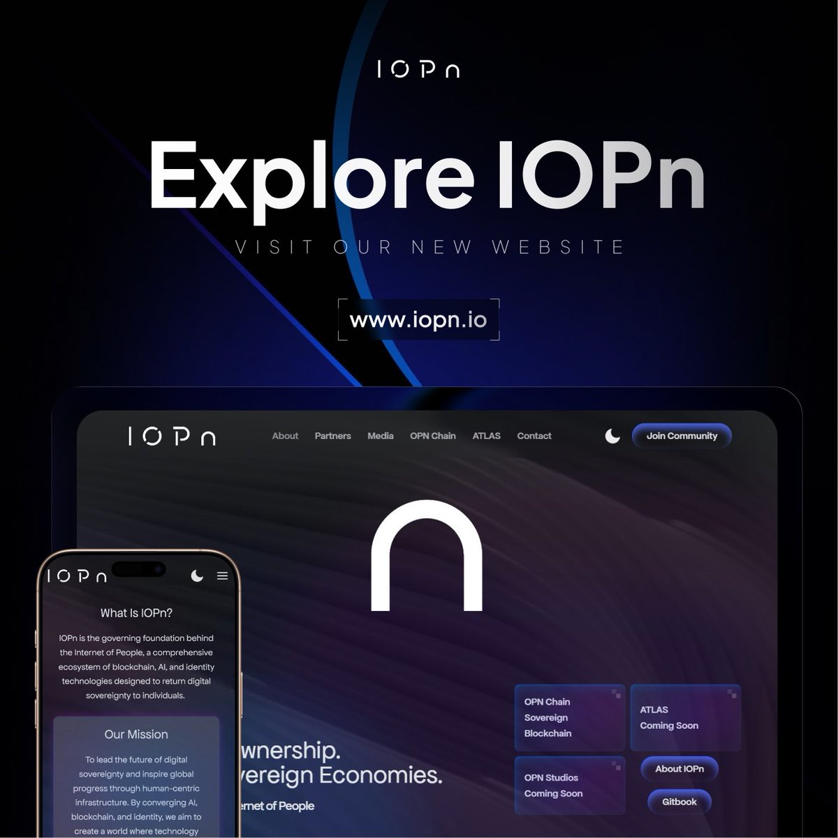 IOPn_io's tweet image. IOPn aims to create a world where technology amplifies human potential, rather than replacing it. 
Learn more on our new website → iopn.io
Accelerate ⋂