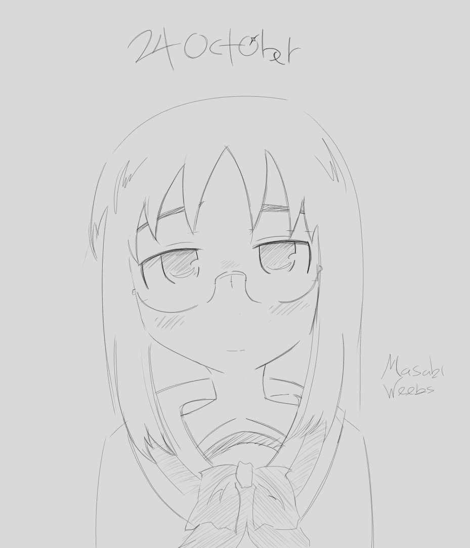 heres very rushed mai sketch for now that im tired i guess happi burthday mai hastag nichijou im going to sleep now goodnight everyone