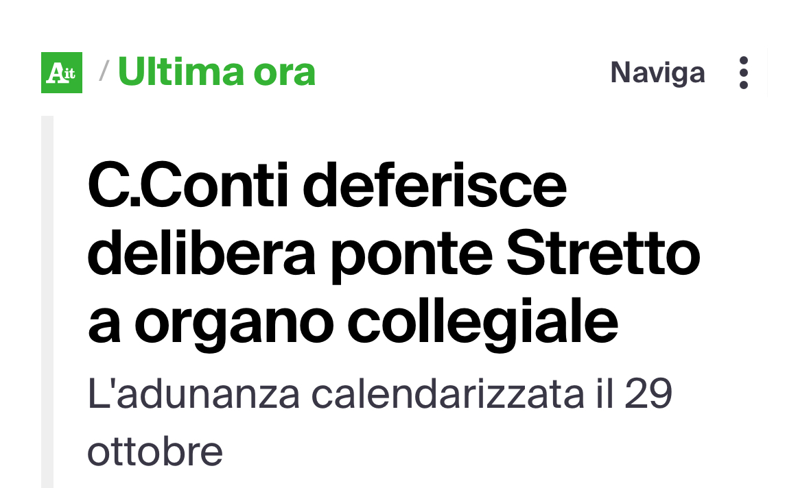 Il governo chiarisca immediatamente in merito alla richiesta di deferimento della Corte dei Conti sulla delibera per il Ponte sullo Stretto. Meloni fermi questa follia da 15 mld mentre taglia trasporto pubblico e metropolitane. Continuare sarebbe un atto di pura irresponsabilità.