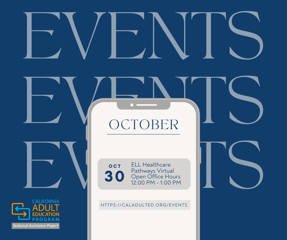 ELL Healthcare Pathways Virtual Open Office Hours
Date of Event: October 30, 2025
Time: 12:00 PM to 01:00 PM on ZOOM

Register today! ow.ly/JrJc50XgEXk