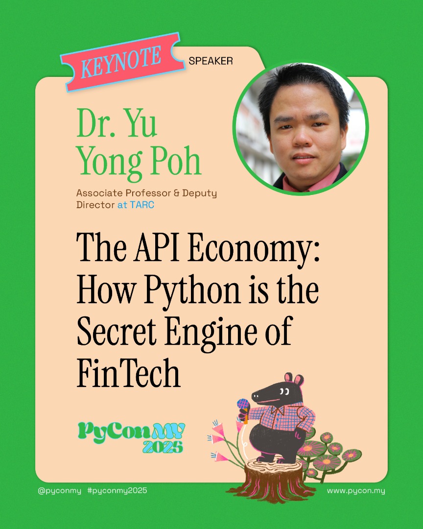 pyconmy's tweet image. Python is the SECRET engine powering the $1 trillion API economy! 💰🐍
Dr Yu Yong Poh, former Head of Data Science @HongLeongBank, reveals how Python runs modern banking at @PyConMY!
RT if you believe Python is changing finance! 💸🔁
#PyConMYKeynote #FinTech #Python #API
