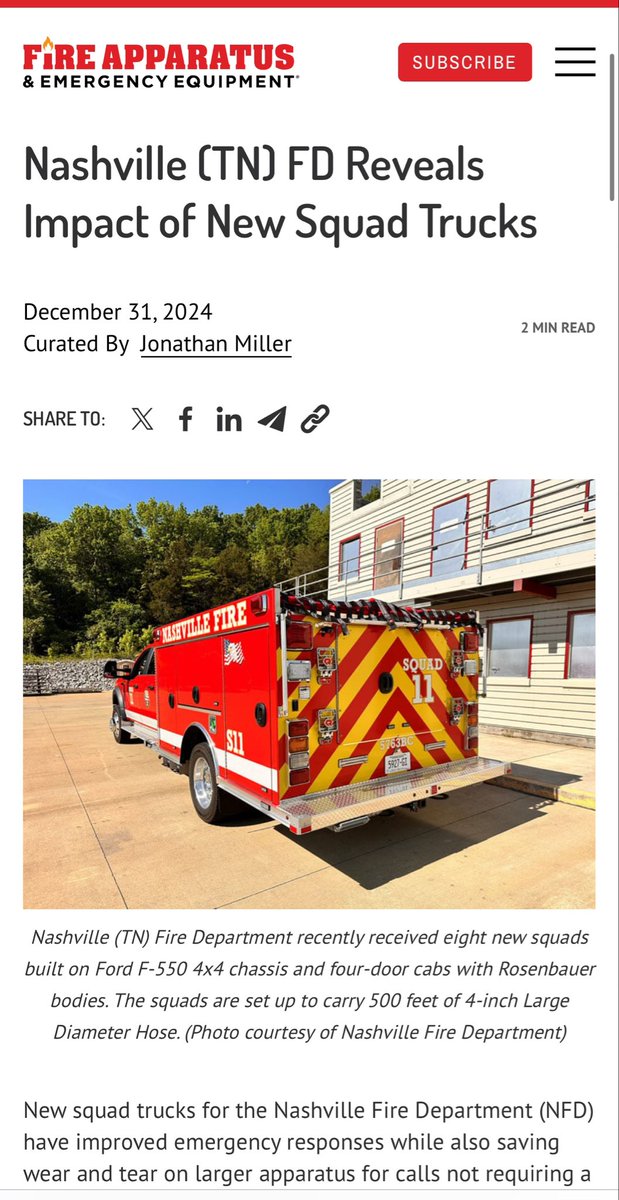 jasonc_nc's tweet image. Nashville update since adding squad trucks to replace large apparatus use.

Turns out fire departments insisting on larger trucks to be Swiss Army knives for every conceivable use was backwards. We need small Swiss Army knives like these, with specialized fire fighting apparatus…
