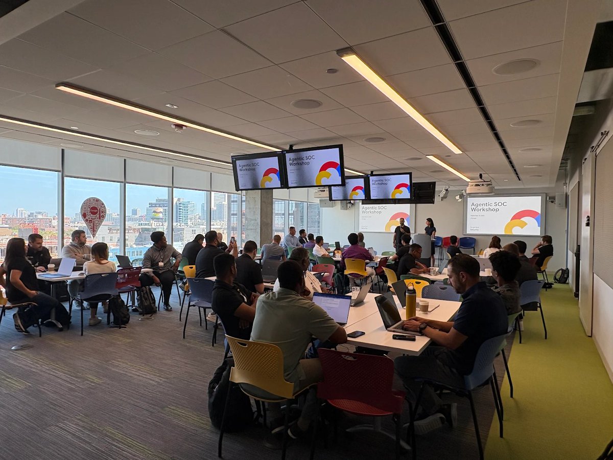 GoogleCloudSec's tweet image. Security pros worldwide are getting hands-on with the future of #SecOps at the #AgenticSOC Workshop Series!

Huge thanks to LA, Chicago, NYC, Canberra &amp;amp; Brisbane for an amazing start.

New cities just dropped, don’t miss your chance to join! 👉 bit.ly/3Wmmhuw