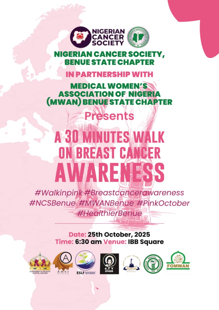 Join us as we march against cancer in partnership with Nigerian Cancer Society, Medical Women Association (MWAN) and other advocates against cancer. See flier for details.
#CancerAwareness #CloseTheCareGap #PreventionIsBetterThanCure