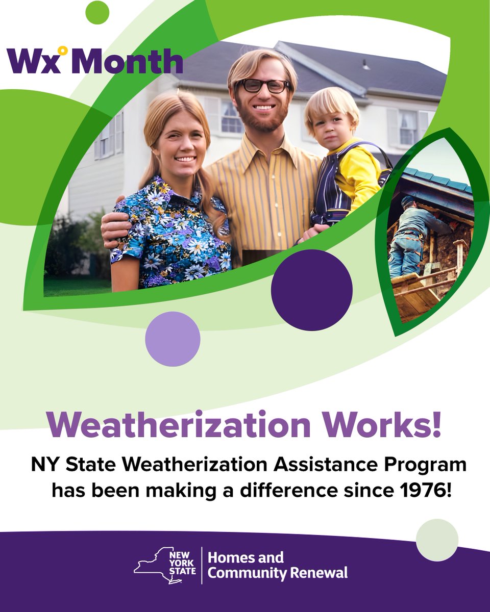 NYSHCR's tweet image. The NY State Weatherization Assistance Program has been making a difference since its inception in 1976. Today, we continue this legacy with measures like air sealing, insulation, and efficient heating systems. 🏠🌟 #WeatherizationWorks #WAP - hcr.ny.gov/weatherization