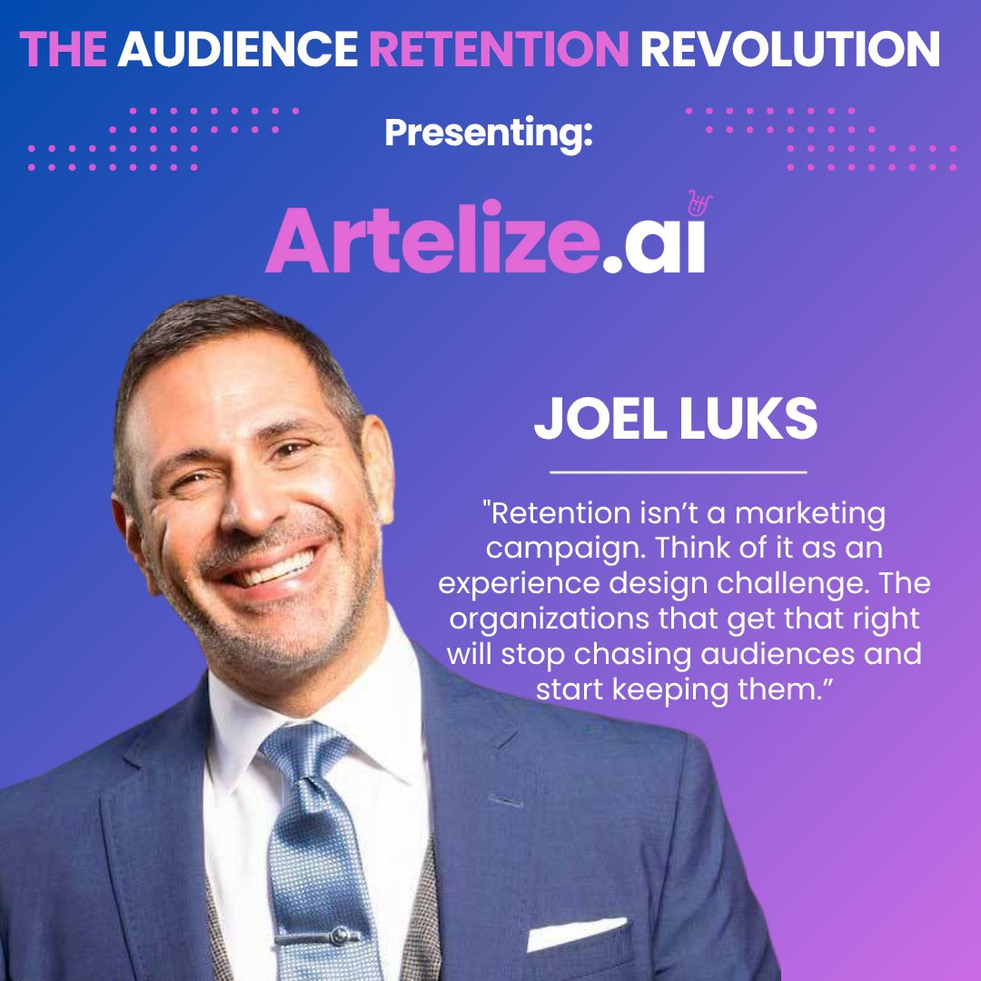"The organizations that get that right will stop chasing audiences and start keeping them." - Joel Luks (University Instructor, Master of Arts Leadership Program - University of Houston)
Register now: eu1.hubs.ly/H0p5-2G0 #PerformingArts #AudienceRetention  #ArtsTech