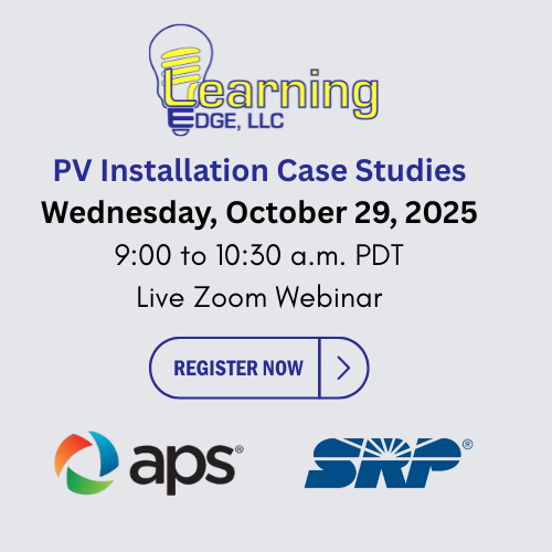 LearningEdge25's tweet image. The 30% federal tax credit for solar and battery installs ends in 2025! Learn from Daran and Devan Wastchak’s real-world projects with Icon Power—covering installation, operation, and APS’s DER programs. Sponsored by SRP and APS! 

ZOOM link
zoom.us/webinar/reg...