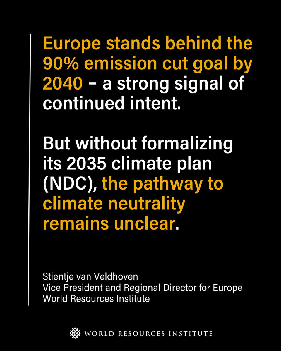WRIClimate's tweet photo. 🇪🇺 Yesterday, the European Council reaffirmed support for cutting emissions 90% by 2040 — but stopped short of setting a clear, ambitious NDC ahead of #COP30.
Read @SvVeldhoven’s full statement 👉 https://t.co/uSTKDwpTIR
#ClimateAction #EUGreenDeal #NetZero2040 #NDCs https://t.co/4h3BCMYtOC