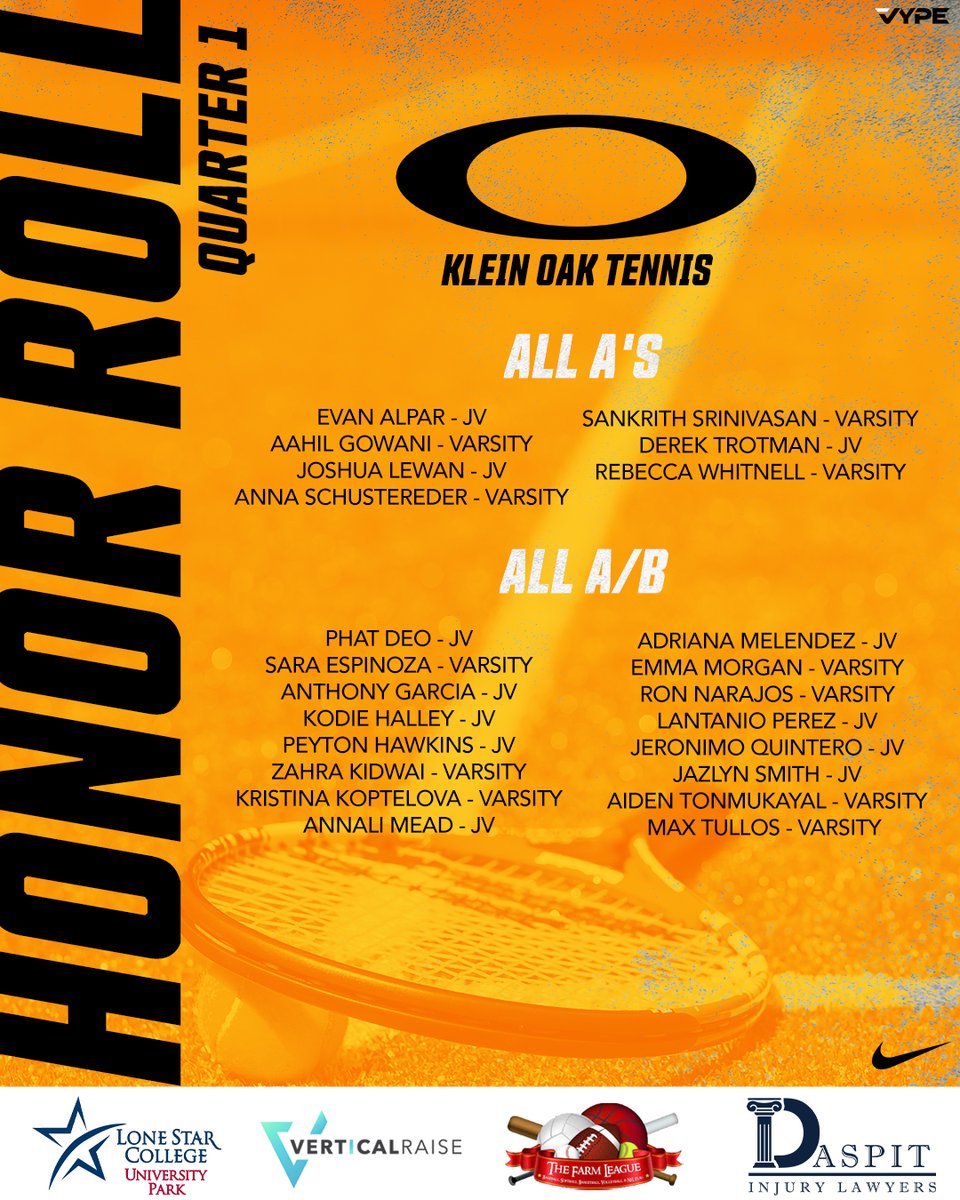 K_Oak_Athletics's tweet image. 🎾 Honor Roll
--
#thecOde 
#OakEm
