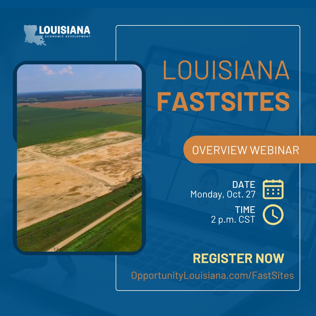 ❗ TODAY❗

Join our webinar at 2 p.m. to learn more about the new Louisiana FastSites program

Register now: zoom.us/webinar/regist…