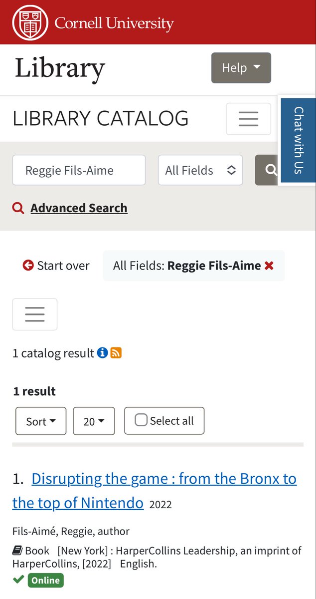 Reggie's tweet image. Back on the @Cornell campus and another surreal moment.  Visited one of the libraries and was shocked. The 18 year old me didn’t ever imagine I would have a best selling book available in the Cornell library system!