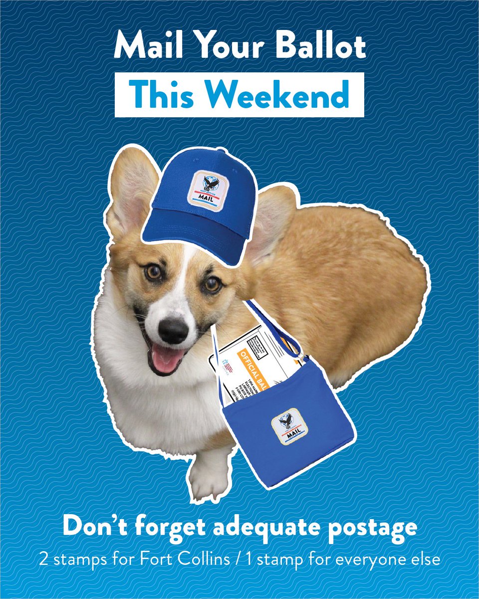Looks like someone's ready for #Halloween. Just in case you haven't seen all of our other posts—this weekend is the best time to return your ballot by mail.

Don't forget postage! Voters in <a href="/fortcollinsgov/">City of Fort Collins</a> need 2 stamps. Everyone else only needs 1. 

<a href="/LarimerCounty/">Larimer County</a> #LarimerVotes