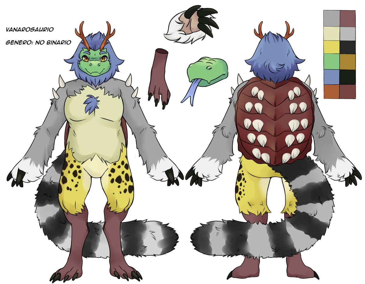 Finally i can fully show vanarosaurio in the beauty thanks to <a href="/offectea/">offectea</a> for the art you did, they is cute and now them has every detail that i put on them in this ref sheet, i love them and them will represent me #furry #furrycommunity #originalcharacterart #originalcharacters