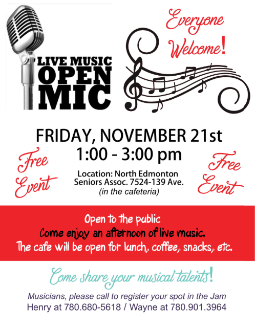🎶The Live Music Open Mic is one month away taking place on Friday, November 21 in the café at NESA. Free and open to everyone, it’s a perfect afternoon to enjoy live music in a friendly atmosphere. The café will be open for lunch, snacks and coffee ☕