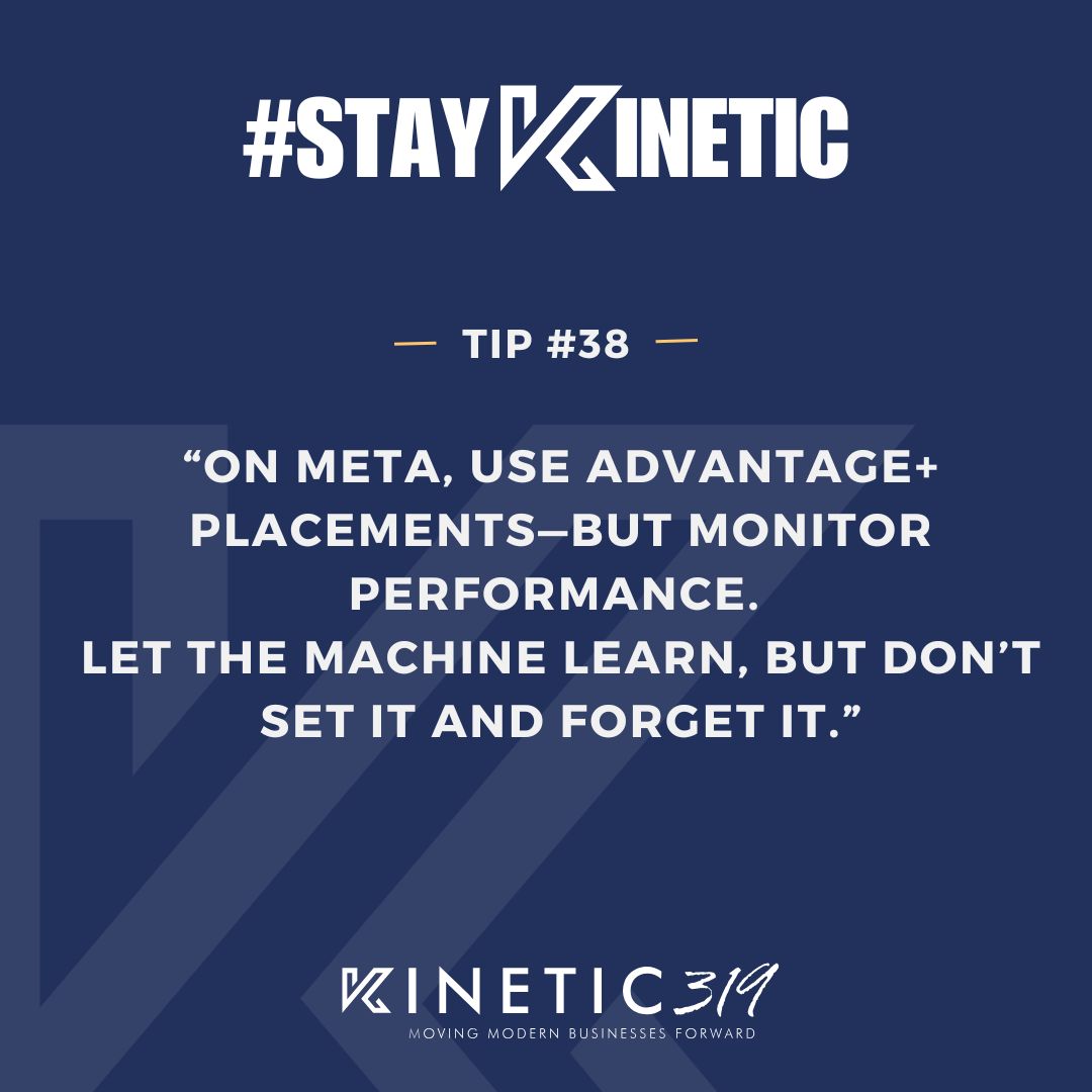 kinetic319's tweet image. Letting Meta&apos;s Advantage+ placements run wild without checking in? That&apos;s not an advantage. That&apos;s a gamble. Let the machine learn, but keep your eyes on the prize. You&apos;ve got to nurture your leads, not just automate them away.

buff.ly/bYybxPP
#StayKineticTip #MetaAds