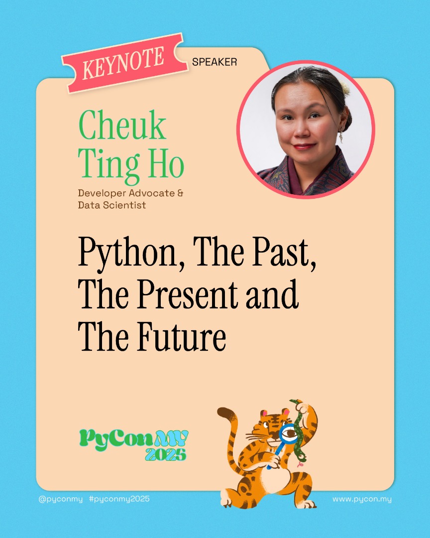 pyconmy's tweet image. The Python 2025 Roadmap Revealed!
@cheukting_ho - @ThePSF Director & @jetbrains Advocate - delivers the #PyConMY opening keynote!
Get the data-driven future of Python from the source.
๐ค Keynote: Python's Past, Present, Future
๐๏ธ Day 1 | ๐ค 09:30 | ๐ Hall 1