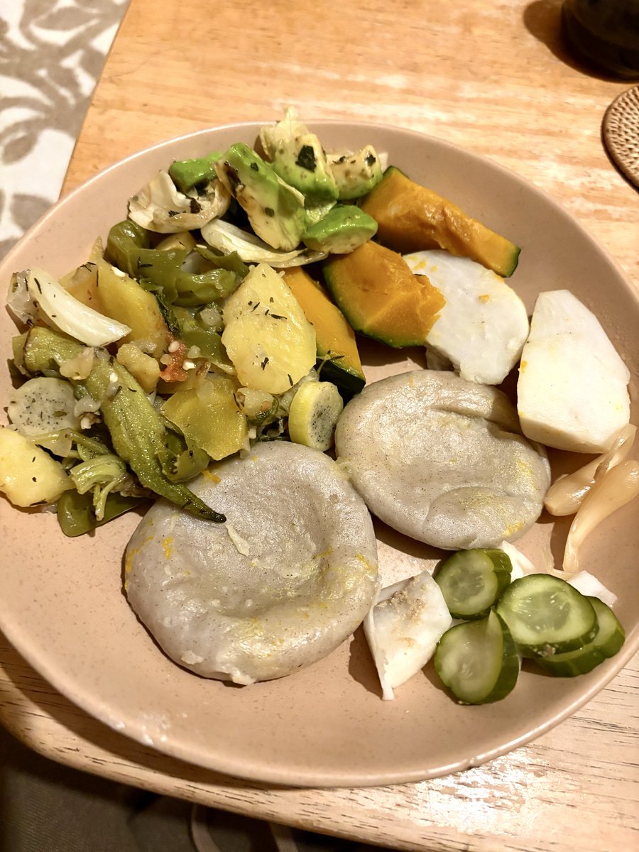 cooked steam vegi &amp;Dumpling 
Give thanx ITAL

スティームベジとダンプリン