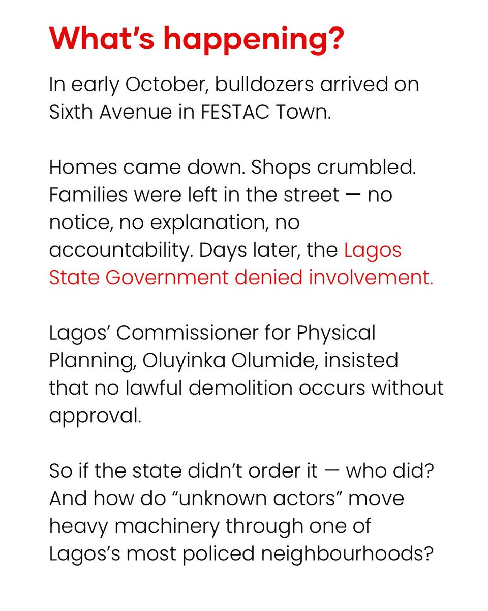 wearegst's tweet image. A housing apartheid is a situation where only the wealthy can afford to live with dignity while the poor are pushed out of the city they built.

And that is what the Lagos State government seems to be striving for. From demolishing homes to reclaiming lands, ordinary people are…