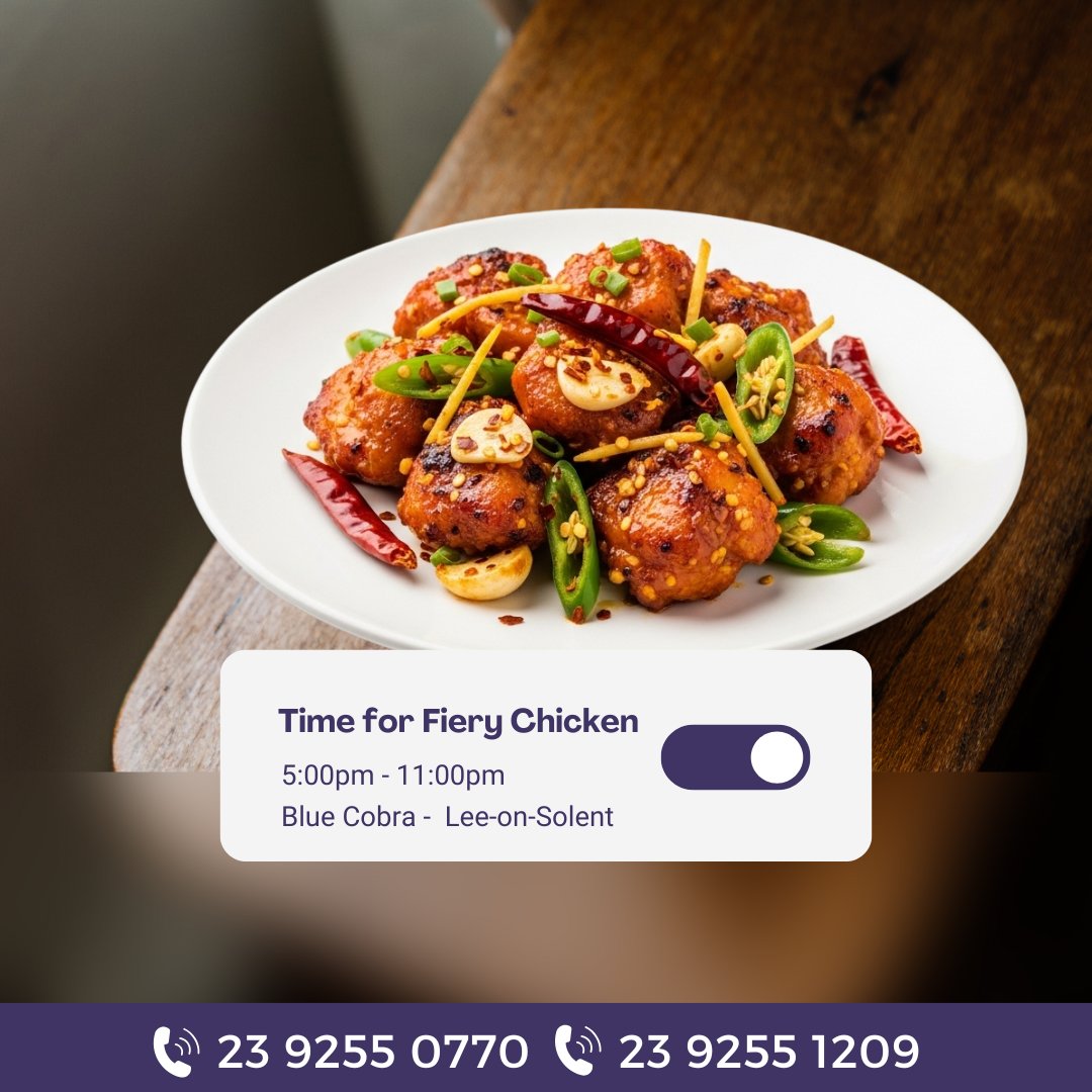 bluecobrauk's tweet image. Time for Fiery Chicken – a bold and flavourful dish cooked with medium spices, garlic, ginger, and green peppers, then finished with crushed dry chillies for that perfect kick. 

#FieryChicken #BangladeshiCuisine #SpicyFoodUK #LeeOnSolentEats #CurryLoversUK #UKFoodScene