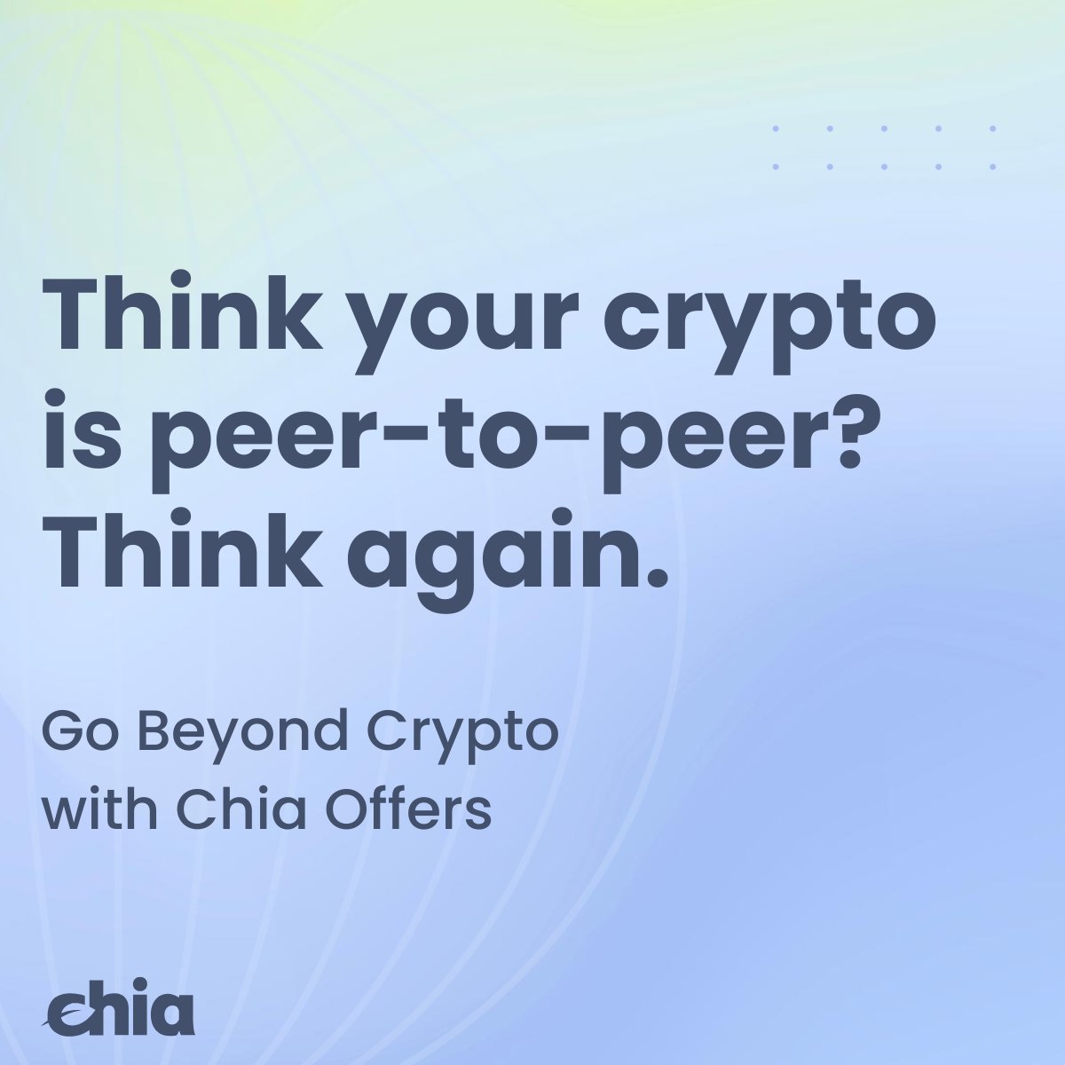 chia_project's tweet image. Are you using the future of financial rails only to keep transacting like you did before?
Send and receive directly. Atomically. Deterministcally.
Start using Chia Offers today: vault.chia.net
