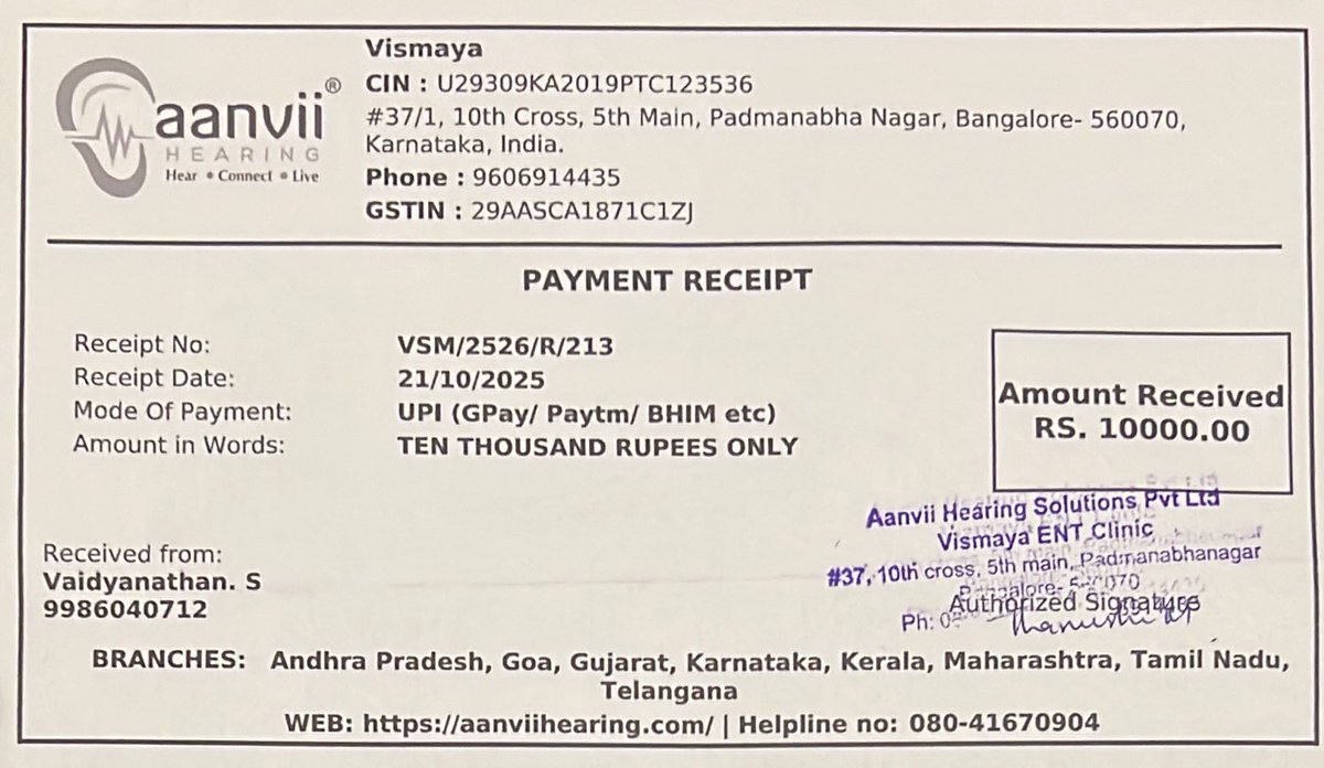 srinvaid's tweet photo. Disappointing experience with Aanvii Hearing, Padmanabhanagar. Long-time customer, but shocked by 40% higher prices, zero responsiveness, &amp; refusal to refund ₹10k deposit even after quick cancellation. Loyalty met with apathy — trust lost. @AanviiHearing https://t.co/YSiaUY2Alh