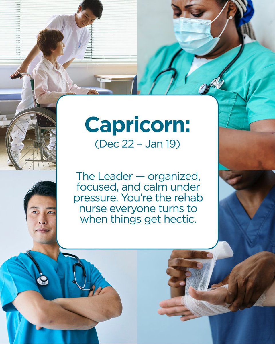 Scorpio season is here, and this one is for you! 

We’re kicking off a new series celebrating all the different kinds of rehab nurses — from the leaders to the advocates to the innovators. 💪

Keep an eye out for more signs coming soon! 👀