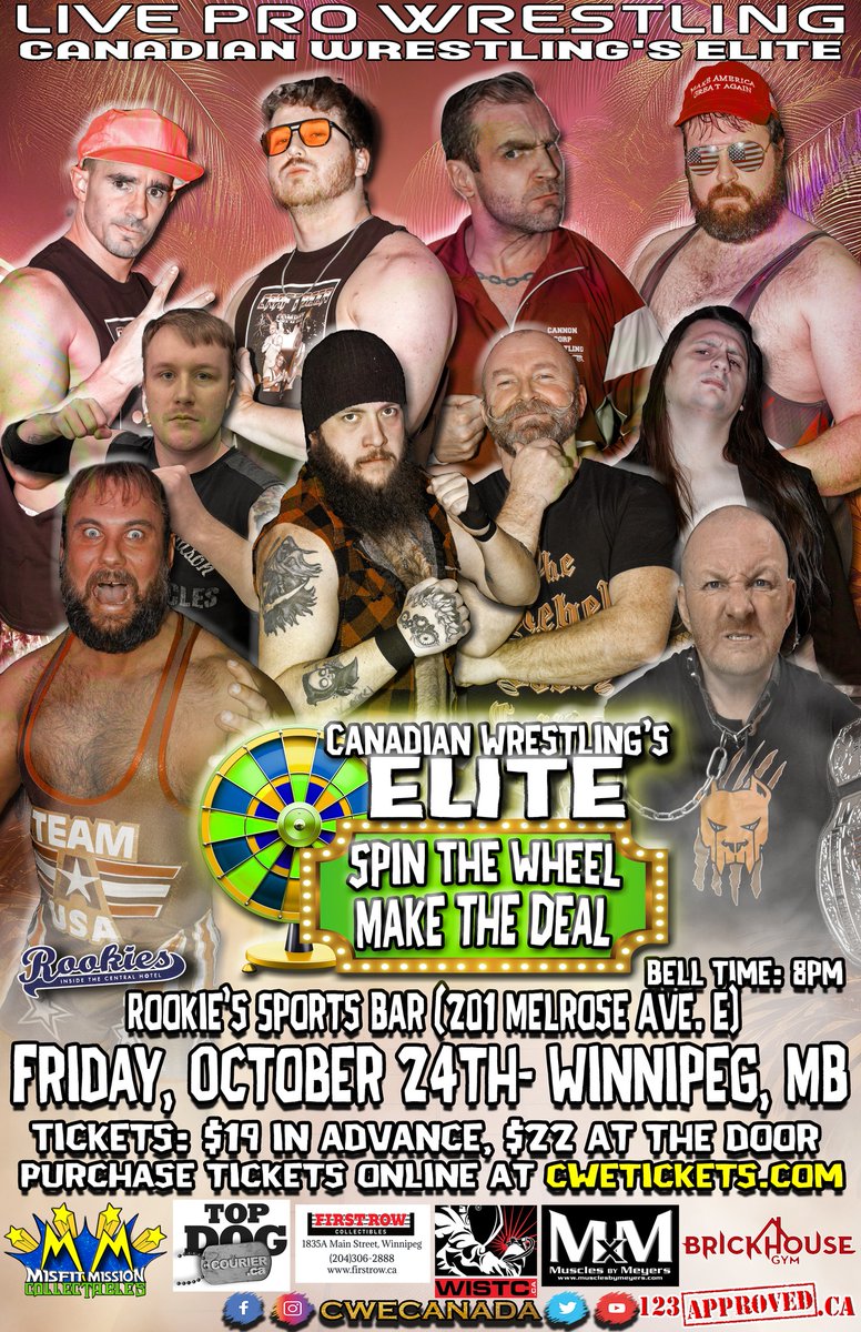 TONIGHT! <a href="/CWECanada/">Canadian Wrestling's Elite</a> Winnipeg, Manitoba:

Ft <a href="/HotshotDannyD/">Hotshot Danny Duggan</a> <a href="/AC_DRAGNEEL/">AC Dragneel</a> <a href="/misfitmission/">misfit mike mission</a> <a href="/kevinjhcannon/">Kevin Cannon</a> <a href="/KevinODoyle1/">Kevin O’Doyle</a> <a href="/MervungerJr/">MervUnger_JR</a> <a href="/TGCTS/">TheGreatCdnTalkShow</a> <a href="/FirstRowCollect/">First Row Collectibles</a> <a href="/OfficialCamRoss/">Cam Ross</a> &amp; more!