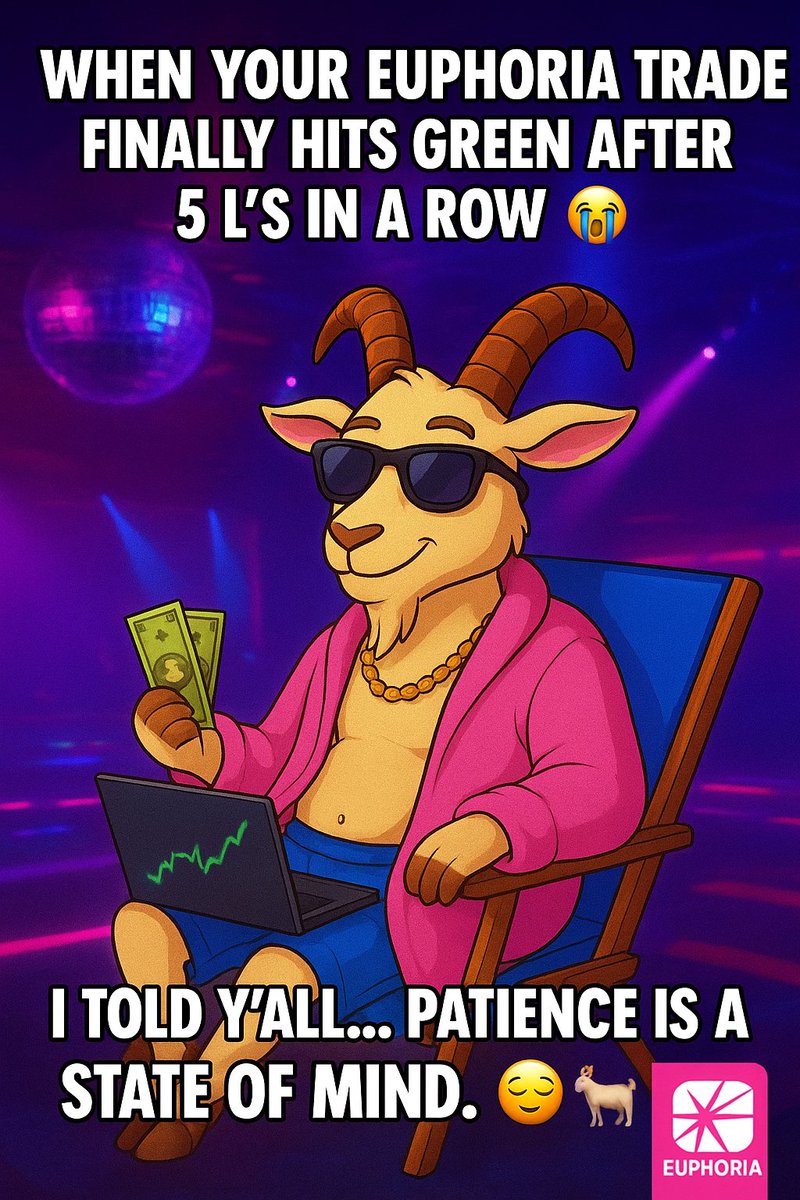 Took a few L’s, but Euphoria brought me back stronger 😎📈

Goat mode: activated. 🐐💫

#Euphoria #Web3 #degenvibes #StateOfMind
<a href="/Euphoria_fi/">Euphoria</a>