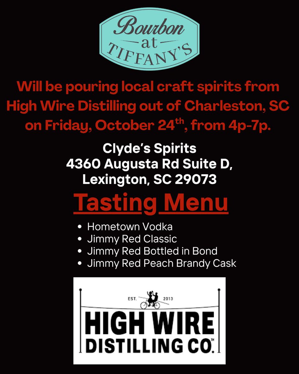 Who is coming into town this weekend? Stop by &amp; see me for a free tasting of <a href="/HighWireCHS/">High Wire Distilling</a> you need locally grown &amp; distilled products to complete your tailgate for homecoming! Tastings on both days <a href="/sdh7779/">Sharon</a> <a href="/gamecock_doc/">S K I Eden</a> <a href="/AshokC2011/">𝒜𝓈𝒽𝑜𝓀 🐓✨🤙🏽</a> <a href="/LBknowsBall/">𝐿𝒶𝓊𝓇𝑒𝓃 𝐵𝑒𝒶𝓈𝓁𝑒𝓎</a> <a href="/faithannefloydd/">FA Floyd</a>