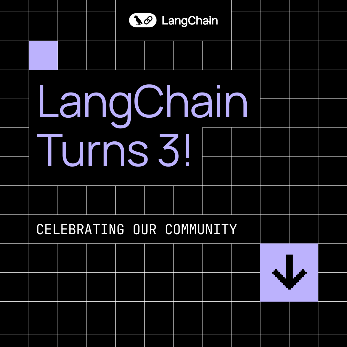 🎂LangChain turned 3️⃣ this week! It's been three years since the langchain Python package was released into the wild, and as LangChain has grown, our community has grown alongside us.

Thank you for building with us, hosting events with us, creating content, sharing feedback, and