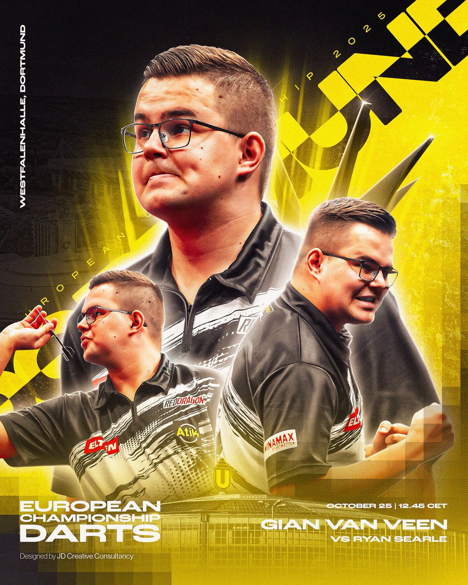 𝗧𝗜𝗠𝗘 𝗙𝗢𝗥 𝗧𝗛𝗘 𝗟𝗔𝗦𝗧 𝟭𝟲🎯

After a solid win yesterday, it’s time for the last 16 tomorrow. I will be playing Ryan Searle in the first game of the afternoon session around 12:45 local time📺

#GianvanVeen #PDC #PDCEurope #EuropeanDartsChampionship #Darts