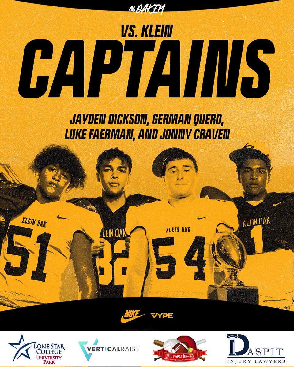KLEINOAKFB's tweet image. Your captains vs Tomball🫡
#OakEm #thecOde
