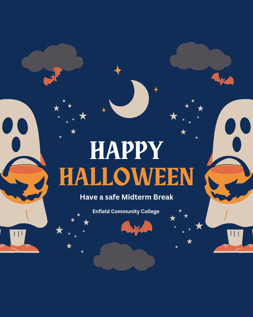 enfield_cc's tweet image. Wishing everyone in our school community a safe and happy Halloween! 👻🎃 Enjoy the Midterm Break - you&apos;ve deserved it! #enfieldcommunitycollege
#lmetb