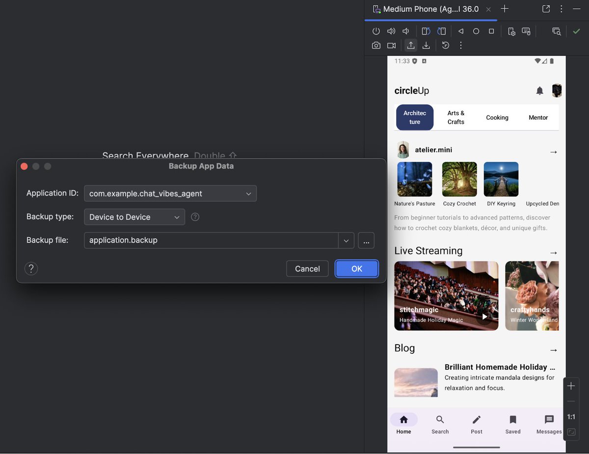 AndroidStudio's tweet image. 📲 Test your app's backup and restore functionality right in Android Studio → goo.gle/4npqSHS
With new hardware on the horizon, ensure a smooth transfer experience for your users and protect them from data loss.