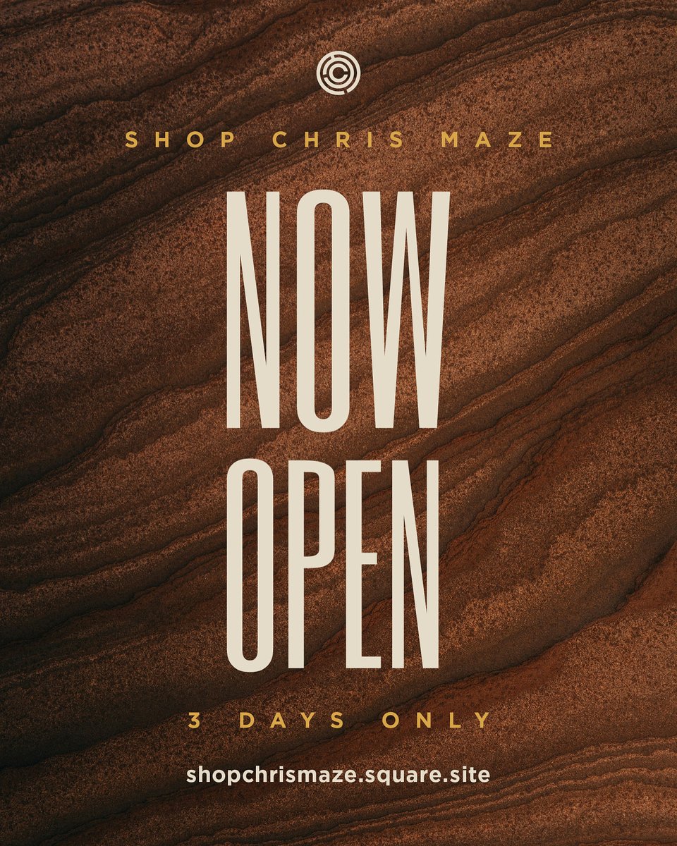 Shop Chris Maze is OPEN! It’s open for 3 days only from 10/24 at 9a PST through 10/26 at 9p PST.

Happy shopping!

🔗 SHOPCHRISMAZE.SQUARE.SITE